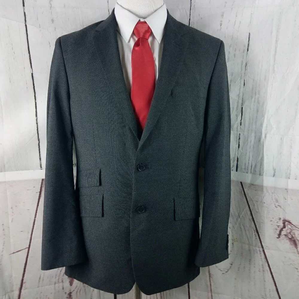 Haggar Originals 1926 40R 2 Button Gray Birdseye Suit Blazer Jacket